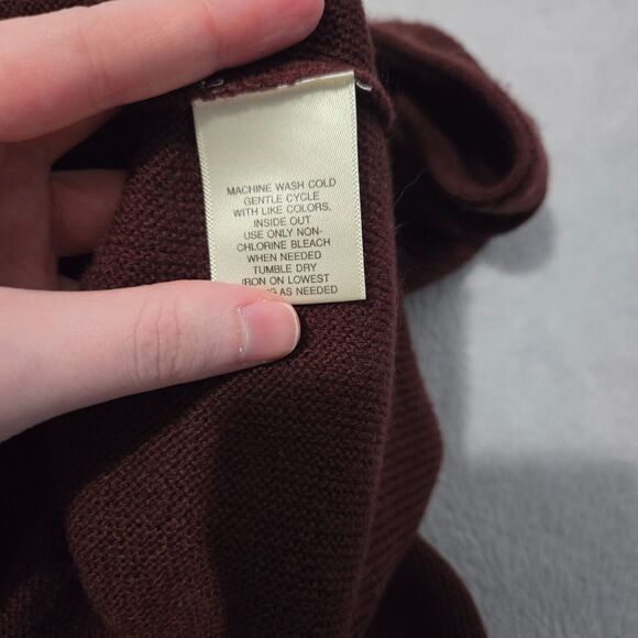 St. Johns Bay Womens Red V-Neck Button-Up Cardigan Sweater Size L Slouchy Goth - Picture 4 of 5